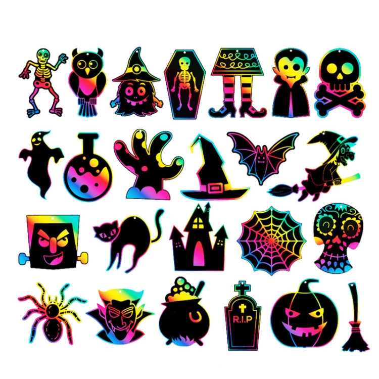 GG-24 Children Colorful Halloween Scratch Painting Set DIY Funny Ornaments Holiday Scratch Painting Paper