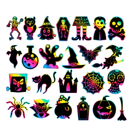 GG-24 Children Colorful Halloween Scratch Painting Set DIY Funny Ornaments Holiday Scratch Painting Paper