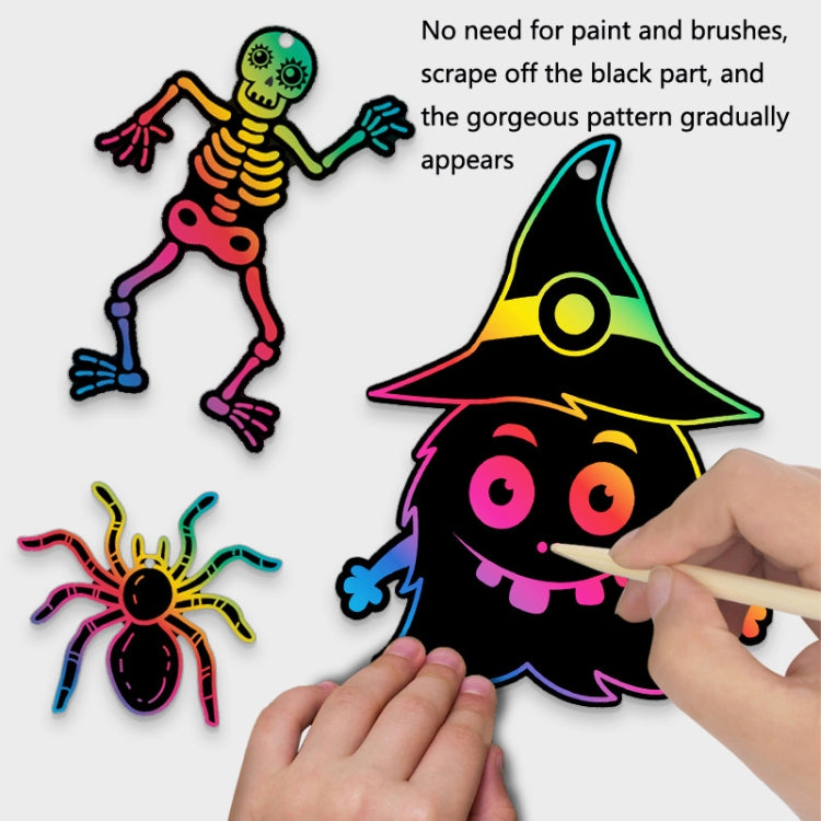 GG-24 Children Colorful Halloween Scratch Painting Set DIY Funny Ornaments Holiday Scratch Painting Paper