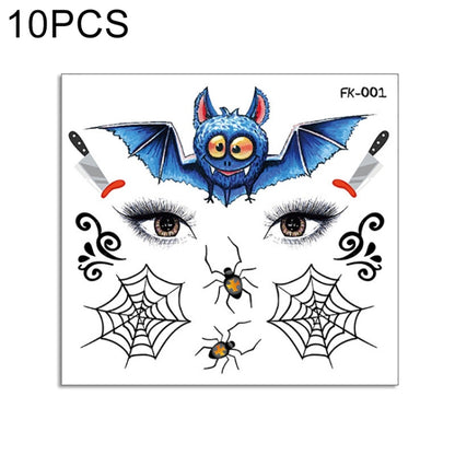 10 PCS Water Transfer Stickers Children Cartoon Halloween Funny Tattoo Stickers Horror Decoration Face Stickers