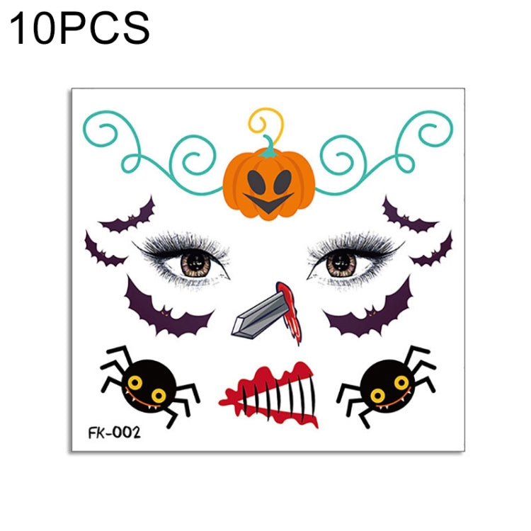 10 PCS Water Transfer Stickers Children Cartoon Halloween Funny Tattoo Stickers Horror Decoration Face Stickers