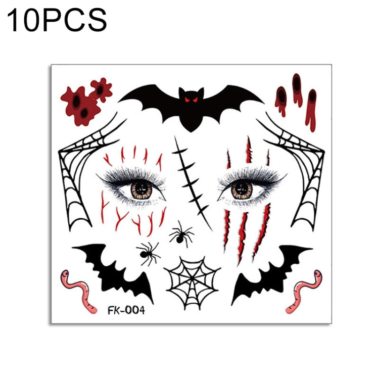 10 PCS Water Transfer Stickers Children Cartoon Halloween Funny Tattoo Stickers Horror Decoration Face Stickers