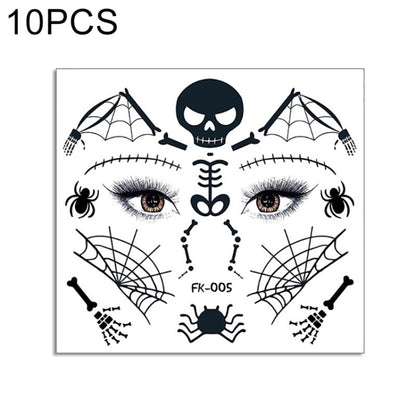 10 PCS Water Transfer Stickers Children Cartoon Halloween Funny Tattoo Stickers Horror Decoration Face Stickers