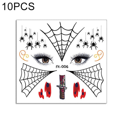 10 PCS Water Transfer Stickers Children Cartoon Halloween Funny Tattoo Stickers Horror Decoration Face Stickers