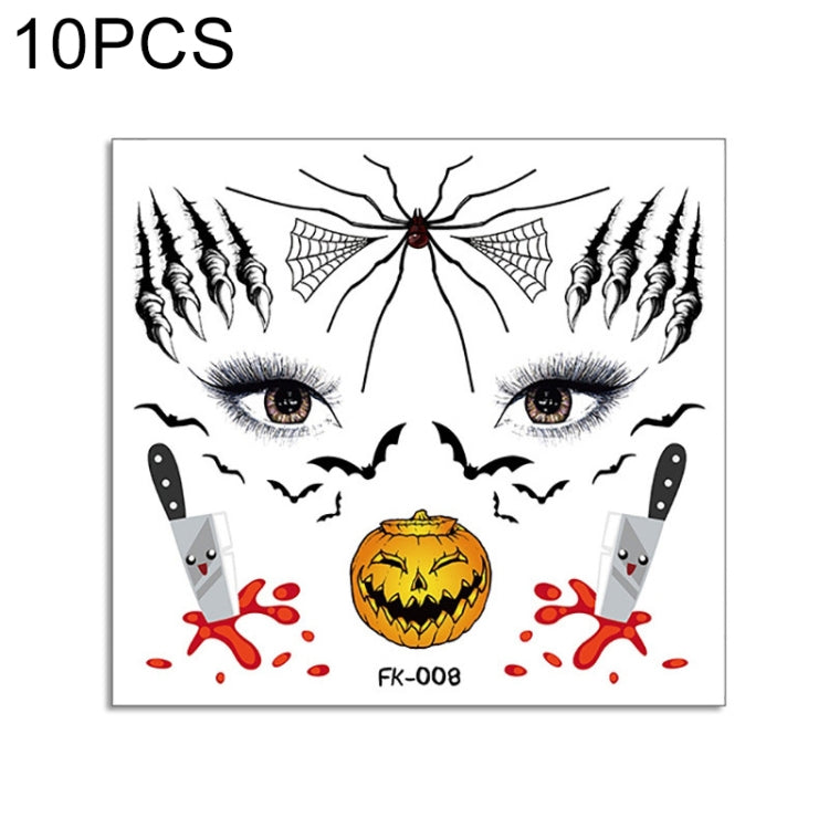 10 PCS Water Transfer Stickers Children Cartoon Halloween Funny Tattoo Stickers Horror Decoration Face Stickers