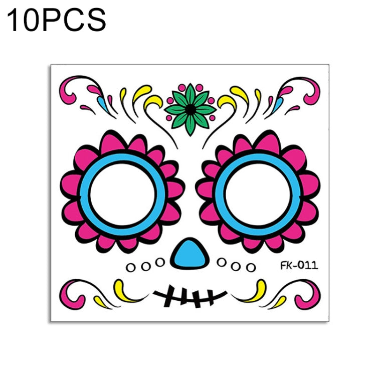 10 PCS Water Transfer Stickers Children Cartoon Halloween Funny Tattoo Stickers Horror Decoration Face Stickers