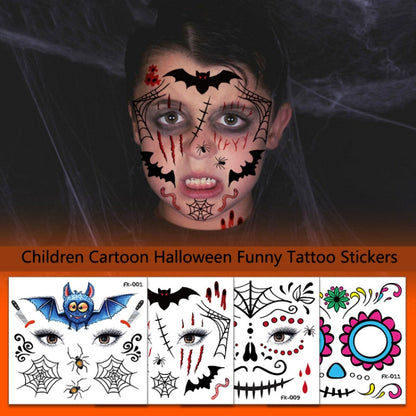 10 PCS Water Transfer Stickers Children Cartoon Halloween Funny Tattoo Stickers Horror Decoration Face Stickers