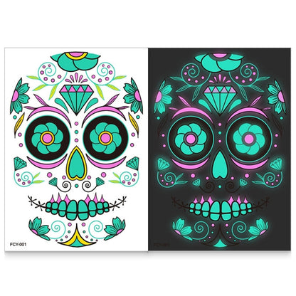 Halloween Two-Color Luminous Funny Tattoo Stickers Face Sticker