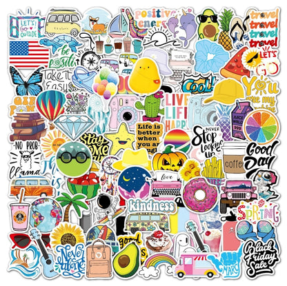 100 Pieces/Set Small Fresh Stickers Travel Waterproof Skateboard Guitar Stickers