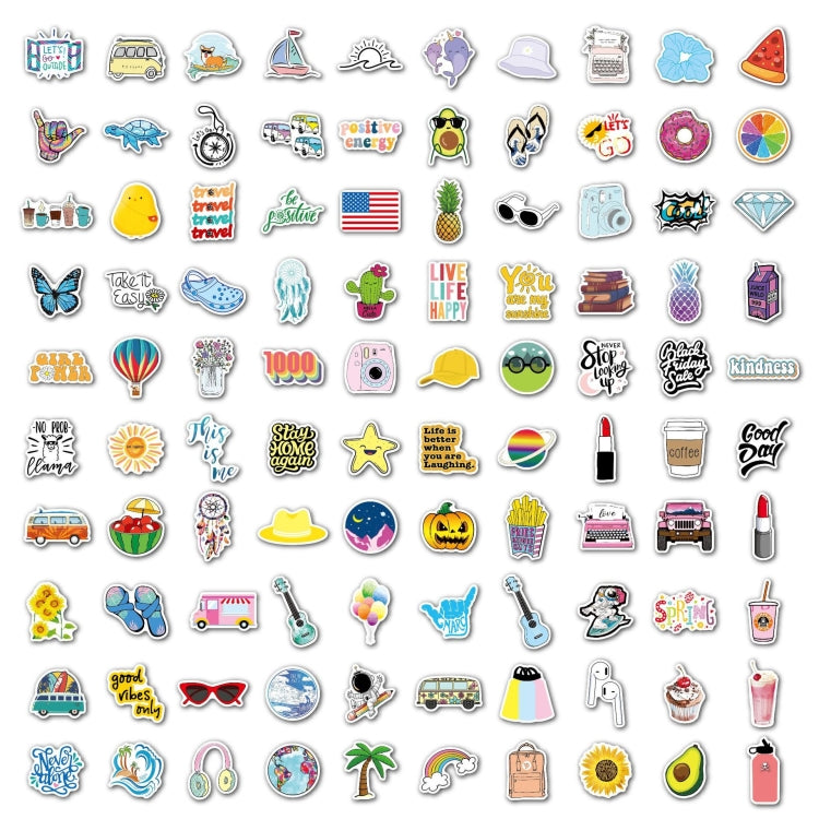 100 Pieces/Set Small Fresh Stickers Travel Waterproof Skateboard Guitar Stickers