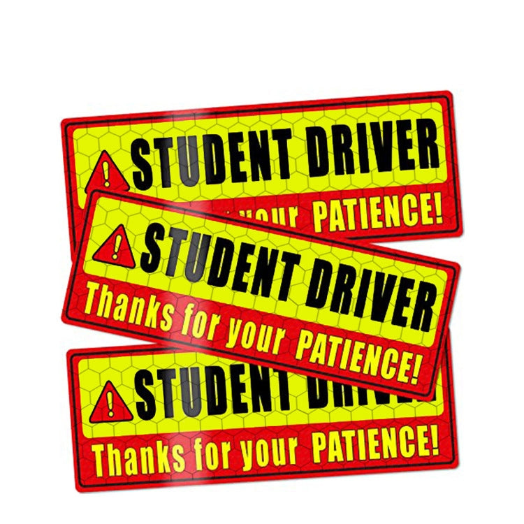 2 PCS STUDENT DRIVER Novice Car Sticker Magnetic Reflective Car Sticker