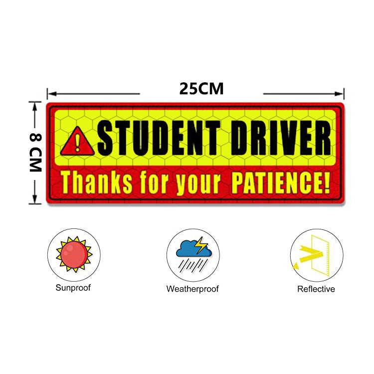 2 PCS STUDENT DRIVER Novice Car Sticker Magnetic Reflective Car Sticker