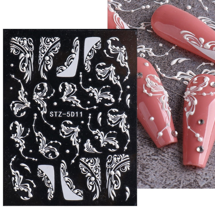 5D Three-dimensional Carved Nail Art Stickers Rose Pattern Embossed Nail Stickers