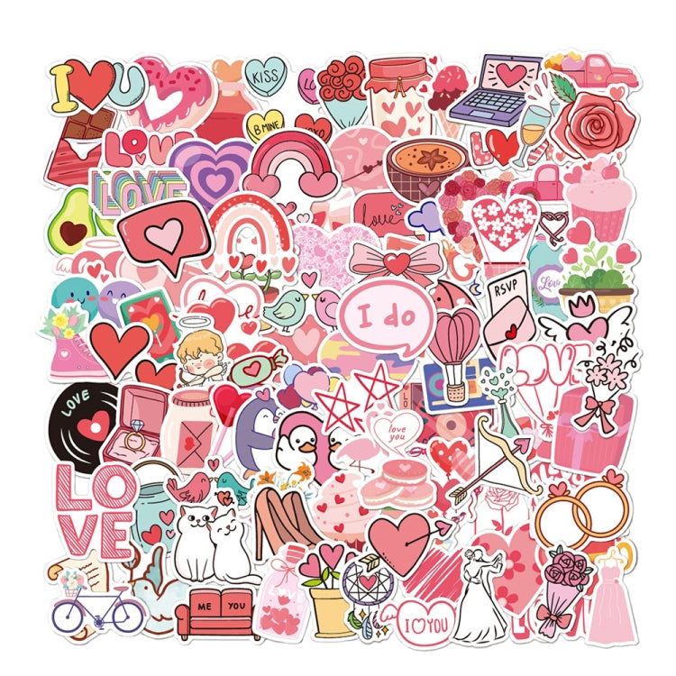 100pcs / Set Valentine Day Gifts Decorative Stickers Cartoon Waterproof Water Cup Sticker, Spec: N15