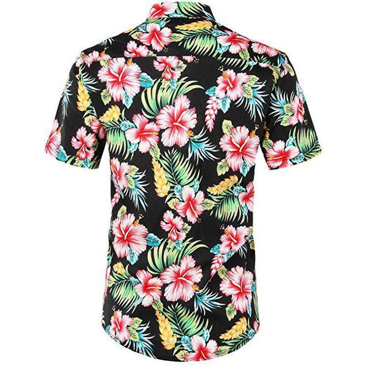 Summer Men 3D Digital Printing Beach Casual Short-sleeved Shirt