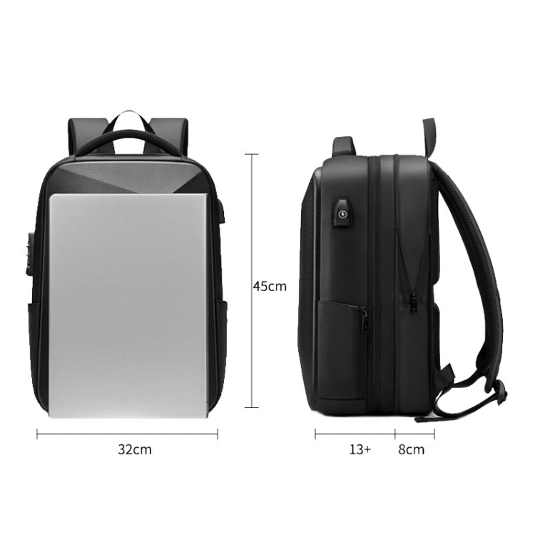 EVA Hard Shell Expandable Laptop Backpack with USB Port Multifunctional Business Travel Backpack