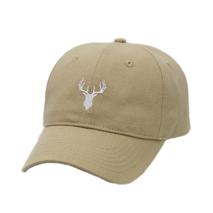 Embroidered Deer Adjustable Baseball Cap Solid Color All-match Peaked Cap