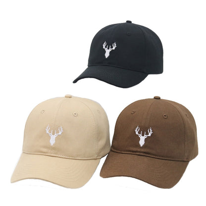 Embroidered Deer Adjustable Baseball Cap Solid Color All-match Peaked Cap