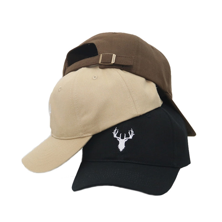 Embroidered Deer Adjustable Baseball Cap Solid Color All-match Peaked Cap