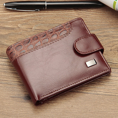 Splicing Leather Casual Men Wallet With Buckle Multi-Card Slot Coin Purse