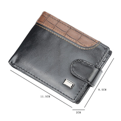 Splicing Leather Casual Men Wallet With Buckle Multi-Card Slot Coin Purse