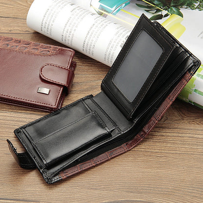 Splicing Leather Casual Men Wallet With Buckle Multi-Card Slot Coin Purse