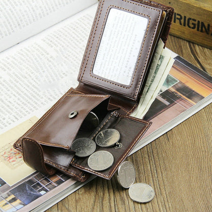 Splicing Leather Casual Men Wallet With Buckle Multi-Card Slot Coin Purse