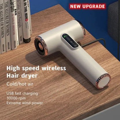 Wireless Rechargeable Hair Dryer with 3 Levels Wind Speed/ Temperature Adjustable