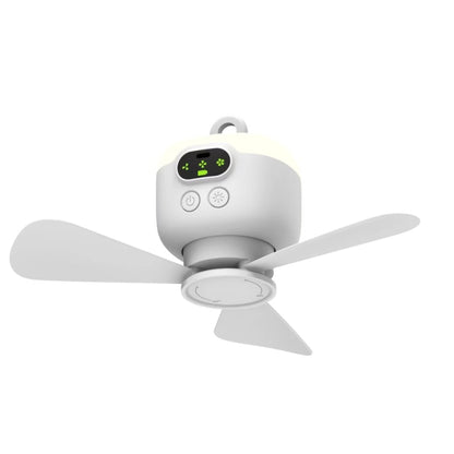 Mini Ceiling Fan Portable Camping Fan With Light &  Remote Built In 8000mAh Battery