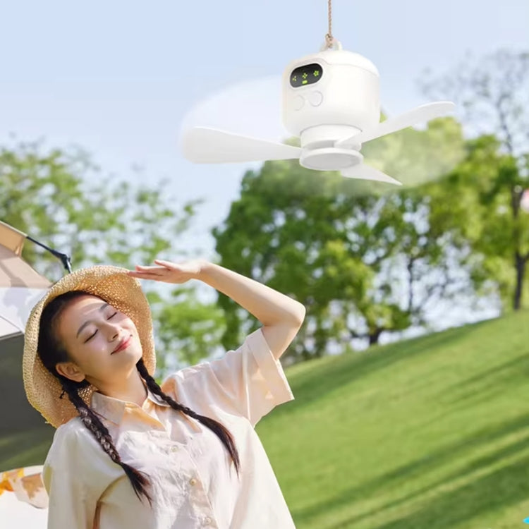 Mini Ceiling Fan Portable Camping Fan With Light &  Remote Built In 8000mAh Battery