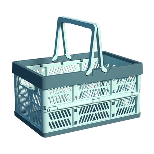 Plastic Folding Storage Basket Shopping Basket Camping Storage Box With Handle
