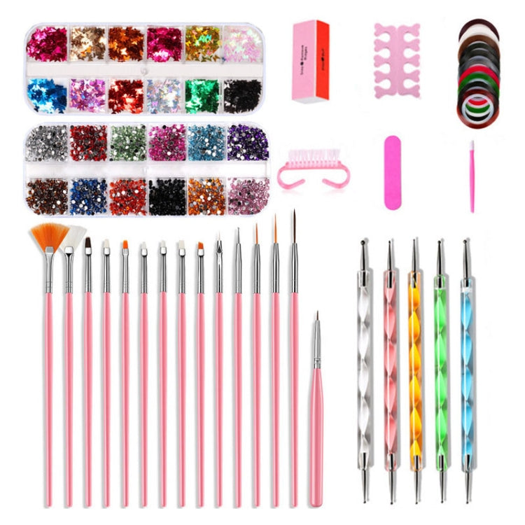 Nail Art Tools Set Nail Painting Pen Dotting Pen Filing Strip Rhinestone Butterfly Sequin Jewelry Set