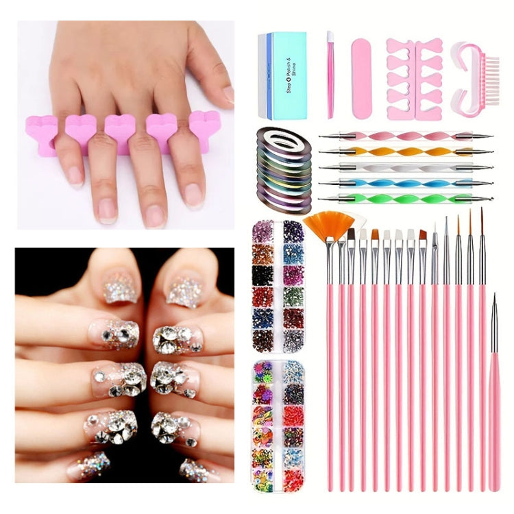 Nail Art Tools Set Nail Painting Pen Dotting Pen Filing Strip Rhinestone Butterfly Sequin Jewelry Set