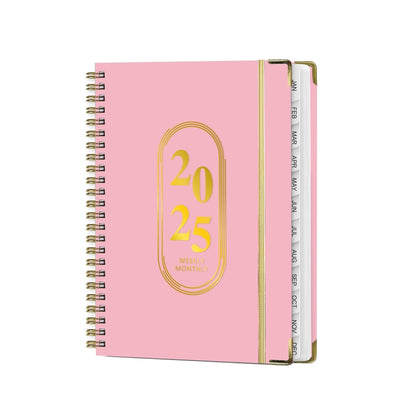 January-December 2025 English A5 Notebook Schedule Coil Elastic Cord Work Planner