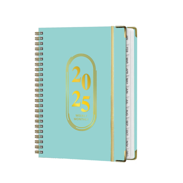 January-December 2025 English A5 Notebook Schedule Coil Elastic Cord Work Planner