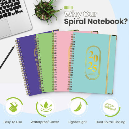 January-December 2025 English A5 Notebook Schedule Coil Elastic Cord Work Planner