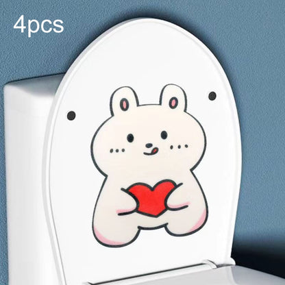 4pcs Bathroom Toilet Deodorant Stickers Felt Cute Cartoon Aromatherapy Decorative Wall Stickers