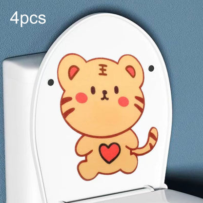 4pcs Bathroom Toilet Deodorant Stickers Felt Cute Cartoon Aromatherapy Decorative Wall Stickers