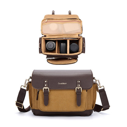 Vintage Waterproof Canvas Bag DSLR Camera Photo Bag, Cwatcun D127 Single Shoulder