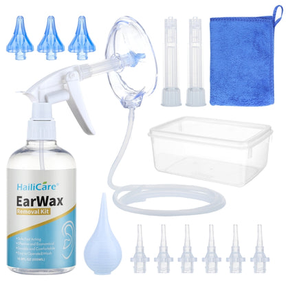 HailiCare 18-in-1 Ear Wax Removal Kit with irrigation bottle and tips