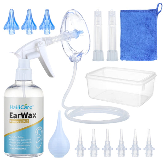 HailiCare 18-in-1 Ear Wax Removal Kit with irrigation bottle and tips