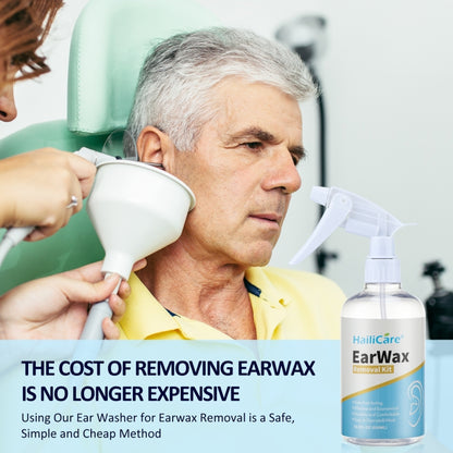 Adult using safe ear irrigation system for at-home ear cleaning