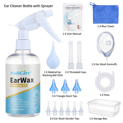 HailiCare 18-in-1 Ear Wax Removal Kit with irrigation bottle and tips