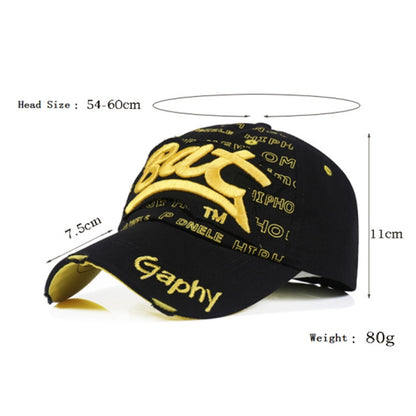 Embroidery Letter Pattern Adjustable Curved Eaves Baseball Cap, Head Circumference: 54-62cm