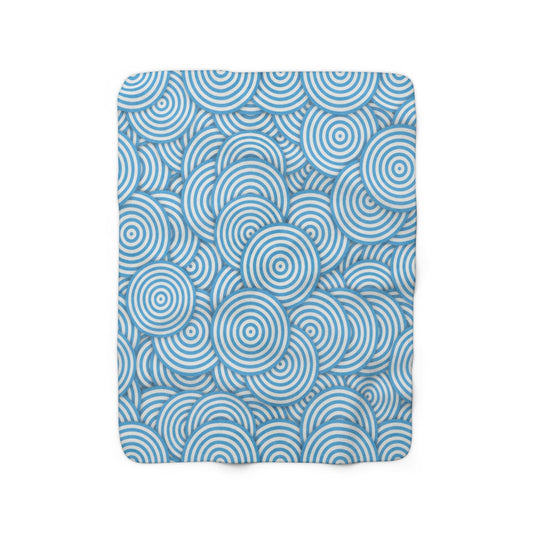 Blue Vintage Circle Sherpa Fleece Blanket-Shalav5