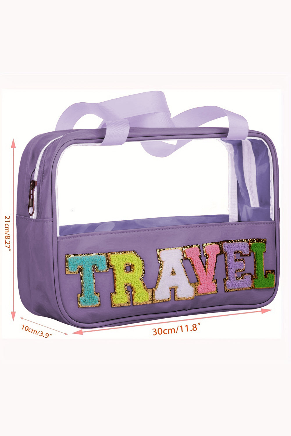 Parchment TRAVEL Letter Print Clear PVC Makeup Bag