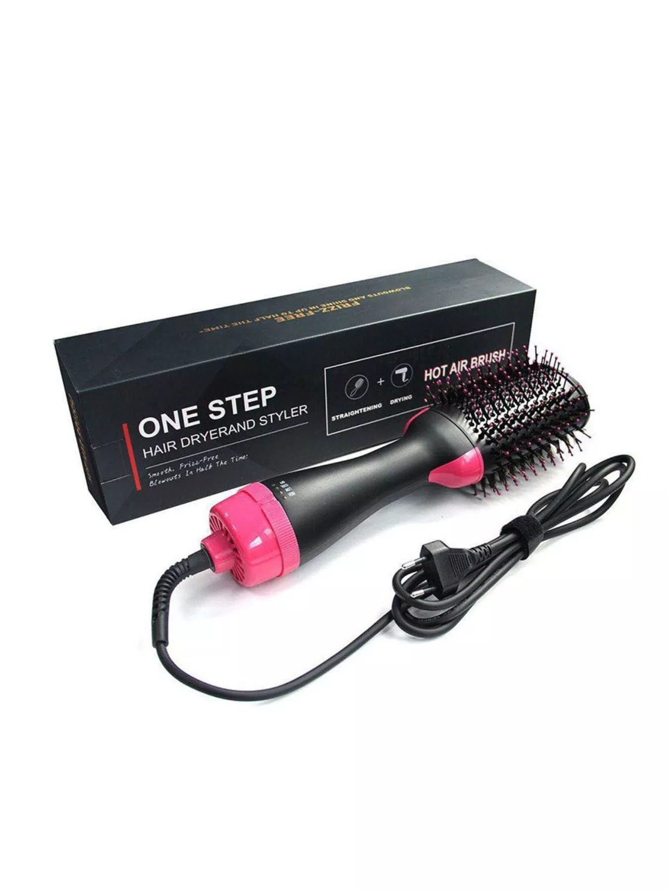 Hot Pink 2-in-1 Portable Hot Air Brush for hair volumizing
