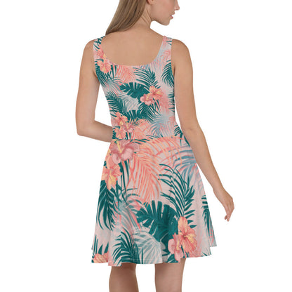 Tropical Leaves Skater Dress