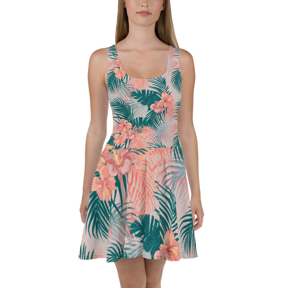 Tropical Leaves Skater Dress