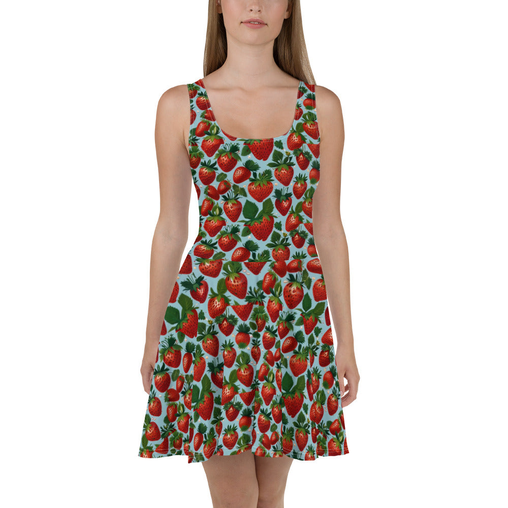 Sea Of Strawberries Skater Dress